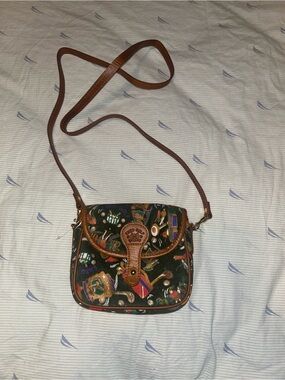 Vintage style Enzo Golf tapestry and leather crossbody bag